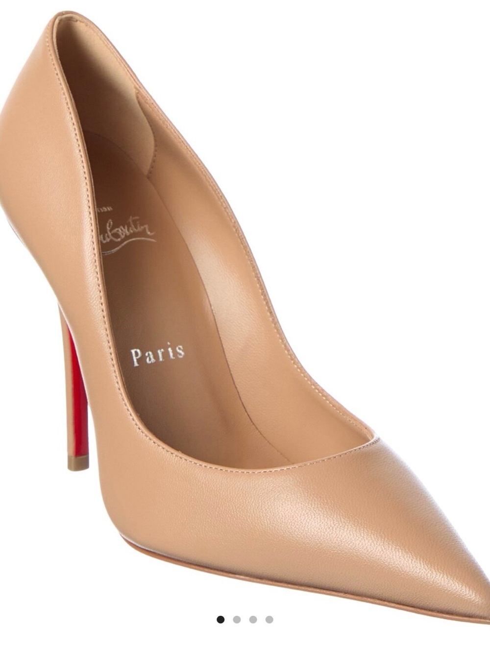 Christian Louboutin Beige Leather Pointed-Toe Pump with Red Sole size 40 (9-9.5)